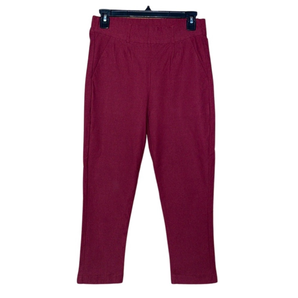Shinestar Elastic Waist Pants W/ Pockets - Maroon - Size L